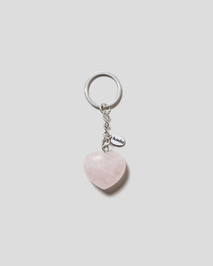 LLAVERO CORAZÓN CUARZO ROSA